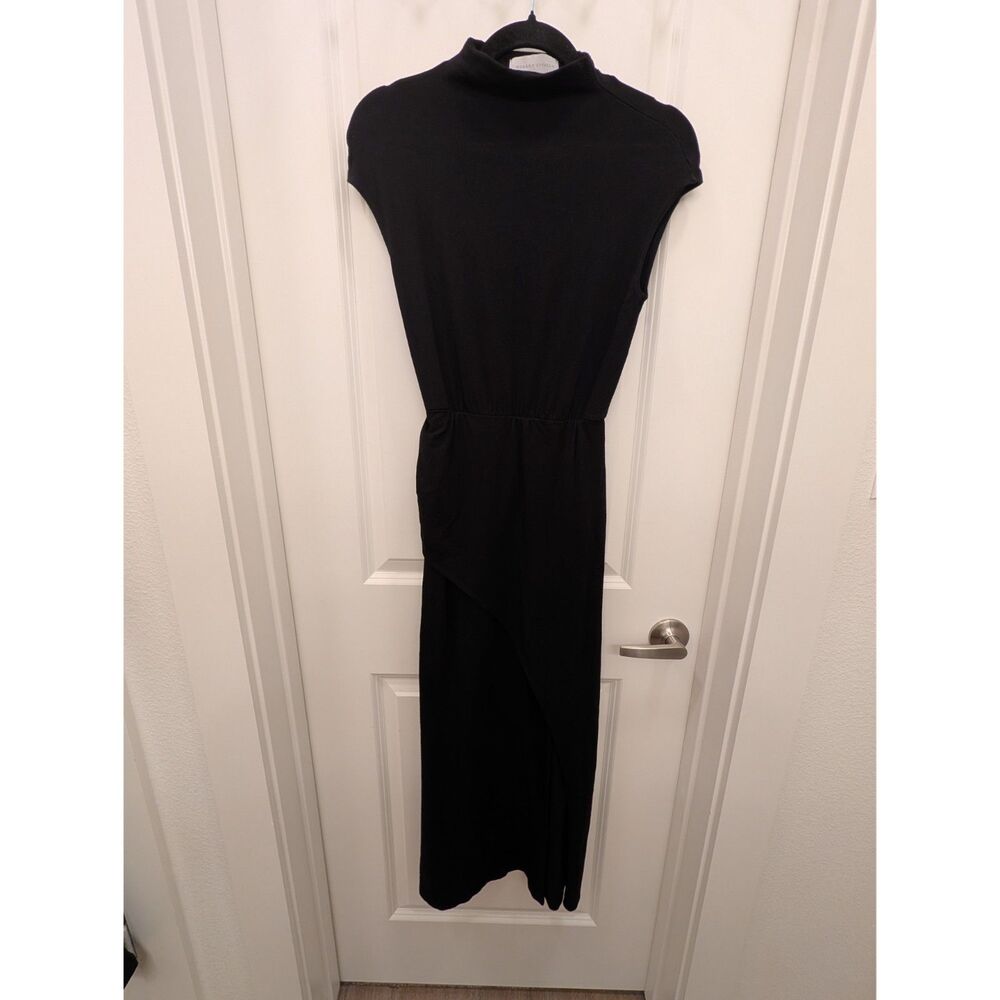 Modern Citizen Mock Neck Slit Midi Dress Womens Small Black Asymmetric